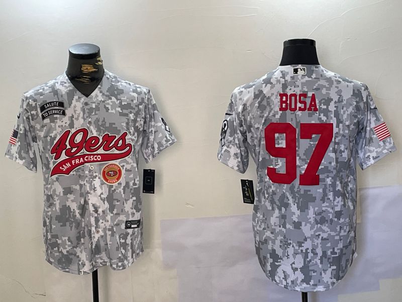 Men San Francisco 49ers #97 Bosa Nike Arctic Camo 2024 Salute to Service Limited NFL Jersey style 5